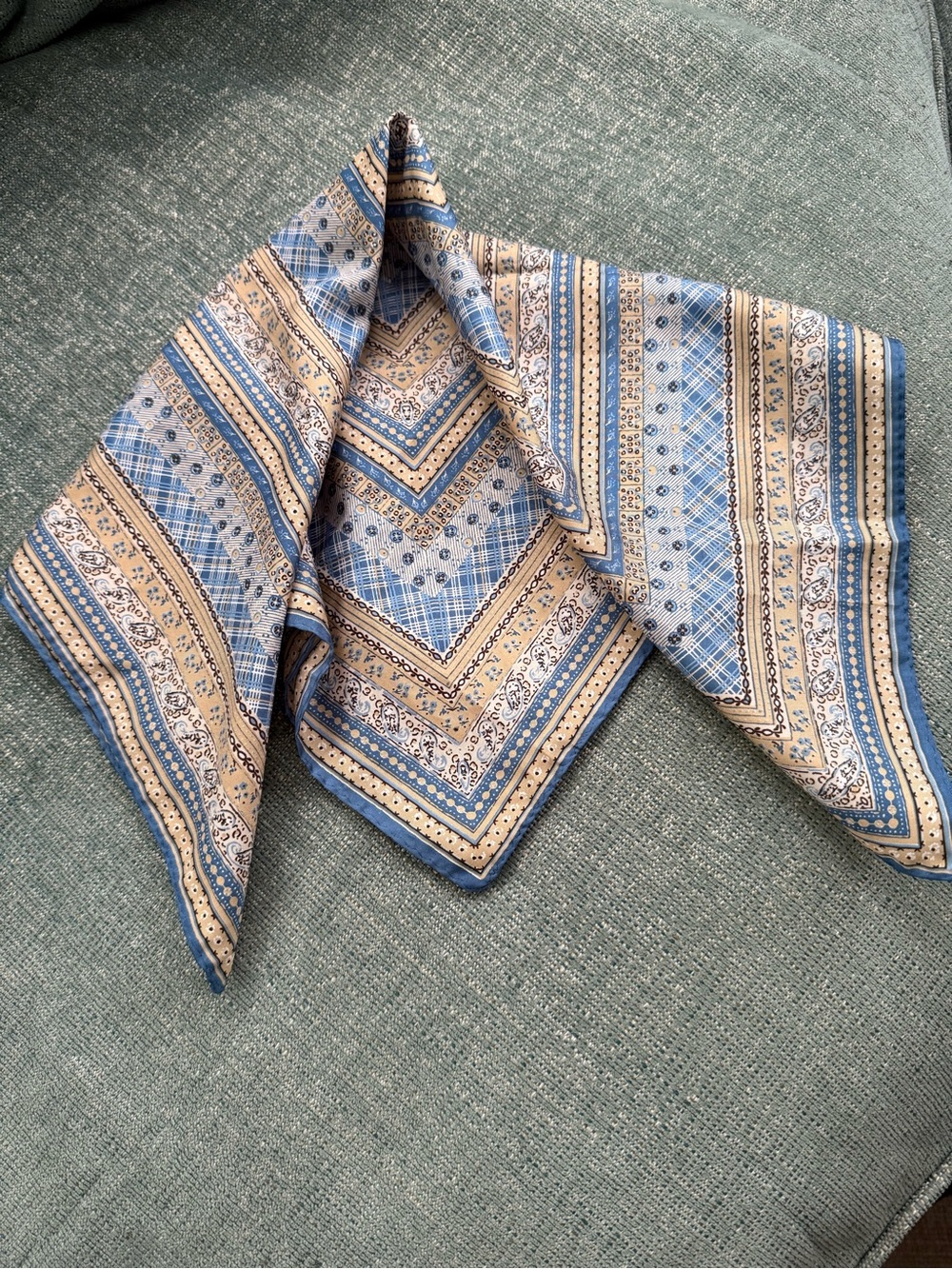Blue & Tan Paisley Bandana Scarf - Women’s Accessory